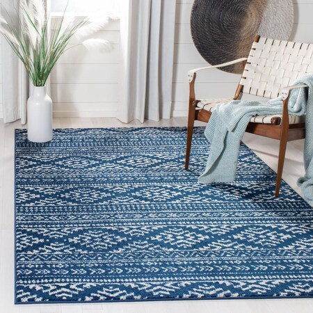 Safavieh 5 ft. 3 in. x 7 ft. 6 in. Tulum Rectangle Power Loomed Area RugNavy & Ivory TUL272N-5